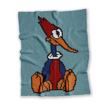 C2C CROCHET PATTERN Woody Woodpecker Blanket Funny Bird Throw Colorwork