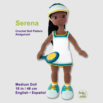 18 inch crochet doll pattern PDF, Medium amigurumi doll, Serena