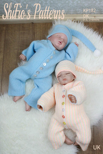 Knitting Pattern baby all in one #182