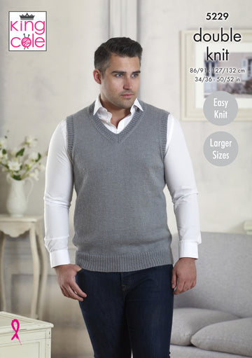 Slipover & Waistcoat Larger Sizes in King Cole Majestic DK - 5229 - Leaflet