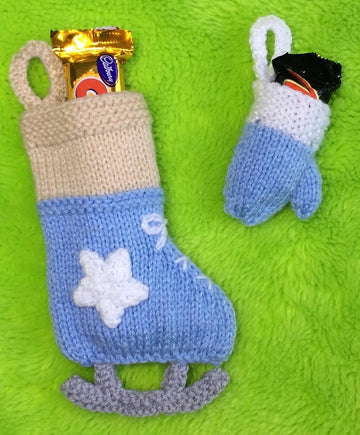 Ice Skate and Mitten Gift Bag and Choc Cover