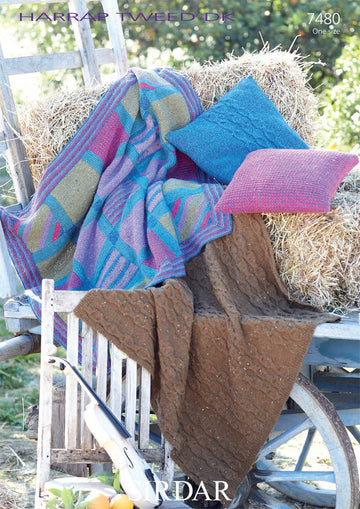 Throws and Cushion Covers in Sirdar Harrap Tweed DK - 7480 - Downloadable PDF