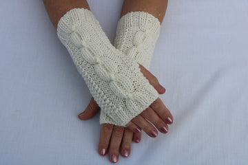 Snow Ball Fingerless Gloves.