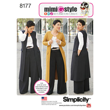 Simplicity Pattern 8177 Mimi G Style Trouser, Coat or Vest, and Knit Top for Women's and Plus Sizes 8177 - Sewing Pattern