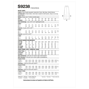 Simplicity Misses' Skirts S9238 - Sewing Pattern