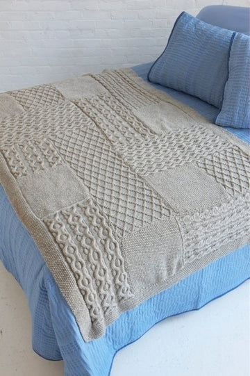 Aran Knit Sampler Afghan in Lion Brand Fishermen's Wool - 80801AD