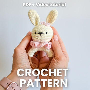 Bunny rattle with teether ring