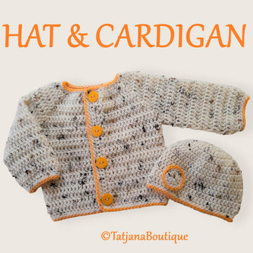 Gender Neutral Baby Hat and Cardigan
