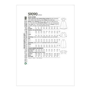 Simplicity Misses' Historical Costume S9090 - Sewing Pattern