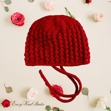 Easy Lace Baby Bonnet Knitting Pattern