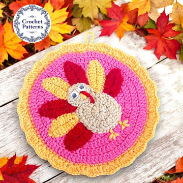 Crochet Turkey Potholder Pattern: Thanksgiving Cottagecore Decor (PDF Pattern)