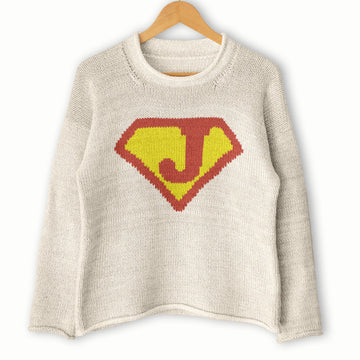 Knitting Pattern PDF - womens knit sweater Letter J colorwork motif