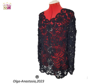 Lace black crochet pullover