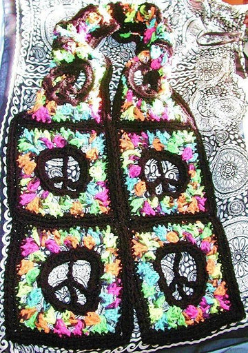 Stained Glass Peace Sign Scarf or Afgan Square