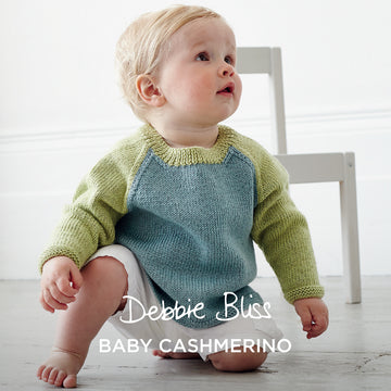 Two Colour Raglan Sweater - Knitting Pattern for Babies in Debbie Bliss Baby Cashmerino