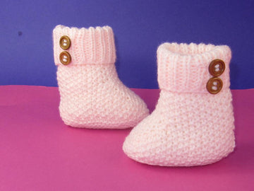 Easy Baby 2 Button Moss Stitch Booties