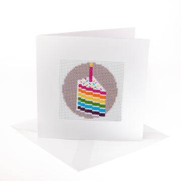 Stitchfinity Cake Mini Card Cross Stitch Kit - 13cm x 13cm