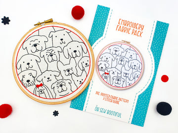 Oh Sew Bootiful Dogs Embroidery Pattern Fabric Pack