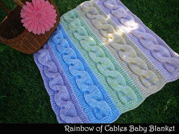 Rainbow of Cables Baby Blanket