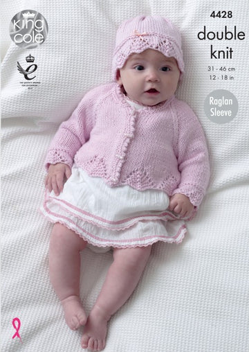 Matinee Coat, Cardigan, Jackets and Hats in King Cole Cottonsoft DK - 4428 - Leaflet