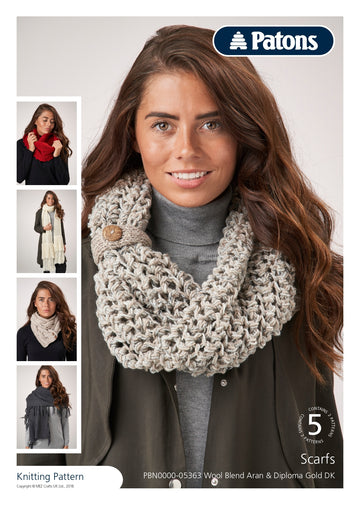 Scarfs in Patons Wool Blend Aran & Diploma Gold DK - PBN0000-05363 - Downloadable PDF