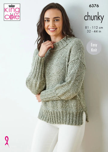 Sweater and Vest Top in King Cole Simply Denim Chunky - 6376 - Leaflet