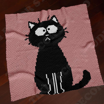 Black Cat Blanket Kitten Afghan Halloween Throw C2C CROCHET PATTERN