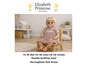 Herringbone Doll Dress Knitting Pattern P33