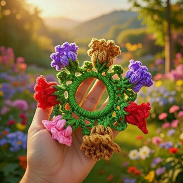 A Crochet lotus Scrunchie pattern