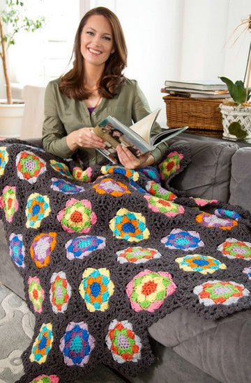 Kaleidoscope Throw in Red Heart Super Saver Economy Solids - LW3742