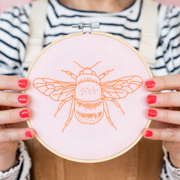 Cotton Clara Neon Bee Embroidery Kit - 15cm