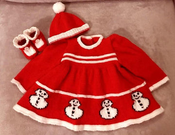 Reborn / Baby Christmas Snowman Dress,Hat & Booties