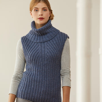 Margeret Cowl Vest - Waistcoat Knitting Pattern for Women in Tahki Yarns Classic Superwash