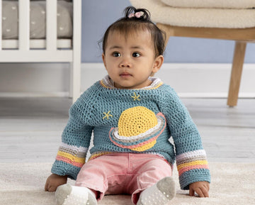 Crochet Saturn Baby Pullover in Bernat Bundle Up - Downloadable PDF