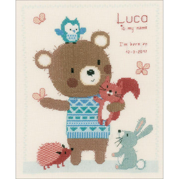 Vervaco Cute Animal Friends On Aida (14 Count) Cross Stitch Kit