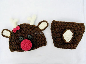 Baby Reindeer Hat and Diaper Cover