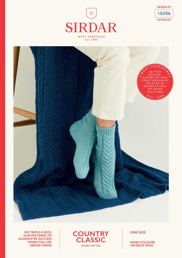 Blanket & Socks in Sirdar Country Classic DK - 10306 - Downloadable PDF