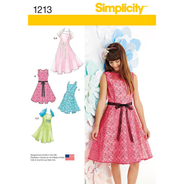 Simplicity Girls' & Girls' Plus Size Dresses and Knit Shrug 1213 - Sewing Pattern