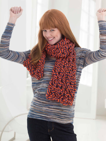 Go Broncos Arm Knit Scarf in Lion Brand Hometown USA Multi - L40028B