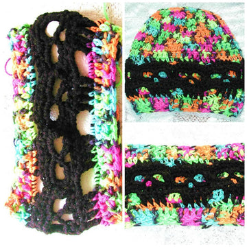 Creepy Skulls Hat # 2 and Earwarmer Worsted Weight