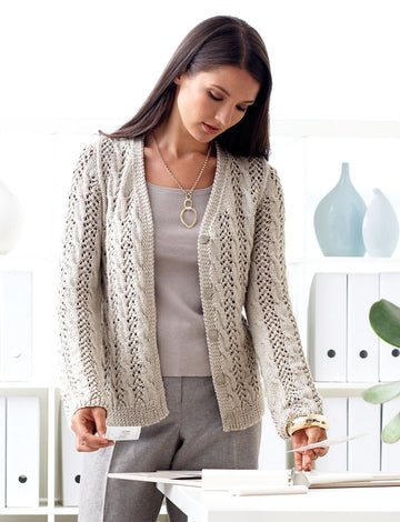 Lace and Cable Cardigan in Patons Silk Bamboo