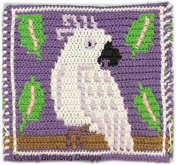 Tropical Cockatoo - mosaic crochet square