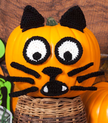 Spooky Cat Pumpkin in Red Heart Super Saver Economy Solids - LW2839