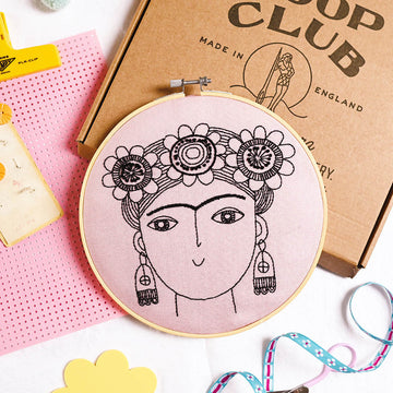 Cotton Clara Jane Foster Frida Hoop Embroidery Kit - 20cm