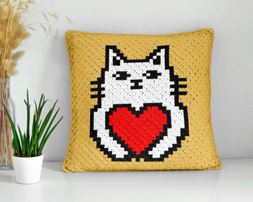 Valentine's Day Cat Pillow С2С Crochet Pattern