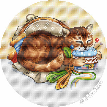 Cat "The Stitcher's Assistant" Cross Stitch PDF Pattern