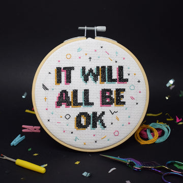 The Make Arcade It Will All Be OK Cross Stitch Kit - 5 Inch