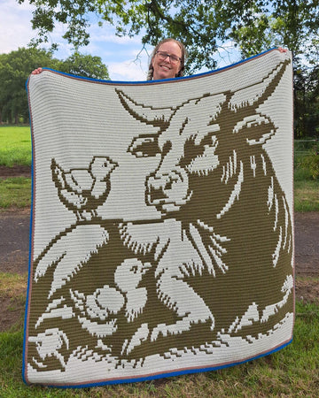 Barnyard Buddies | Cow Chick Mosaic Blanket