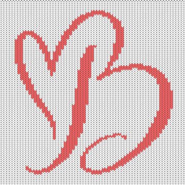 Calligraphy love letter B with heart Knitting Chart