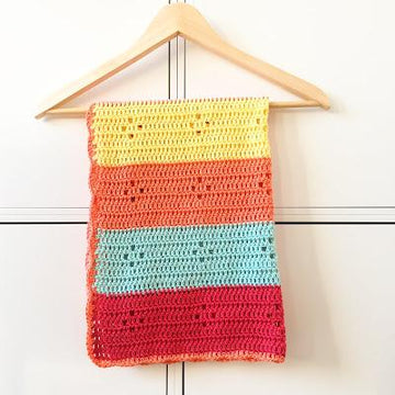 Filet Crochet Striped Blanket